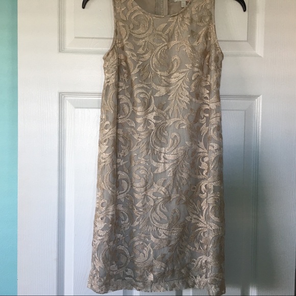 GB Gold Lace Women’s Dress XS Back Zipper-SZ XS - Picture 1 of 7